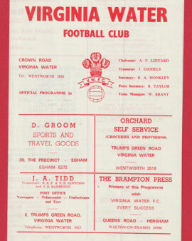 Virginia Water v Chessington And Hook United 1970s