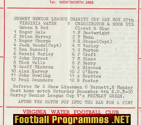 Virginia Water v Chessington And Hook United 1970s