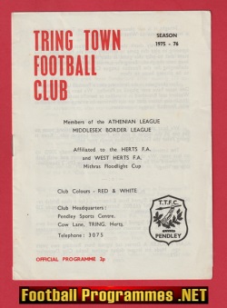 Tring Town v West Ham United 1975 -Official Oppening Floodlights
