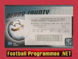 Derby County v Norwich City 2000 - Match Ticket League Cup