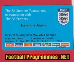 Iceland v Japan 2004 - Football Match Ticket Plastic Card