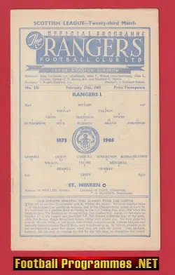 Glasgow Rangers v St Mirren 1965 – Scotand