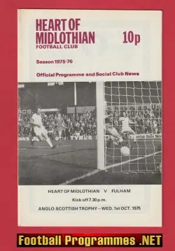 Heart Of Midlothian v Fulham 1975 - Anglo Scottish Cup - Hearts