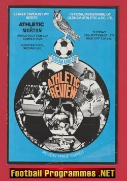 Oldham Athletic v Morton 1978 - Anglo Scottish Cup QF