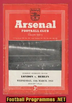 London v Berlin 1953 - Floodlight Inter City Game at Arsenal
