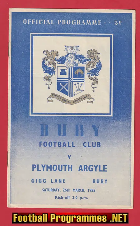 Bury v Plymouth Argyle 1955 – Friendly Game 1950’s