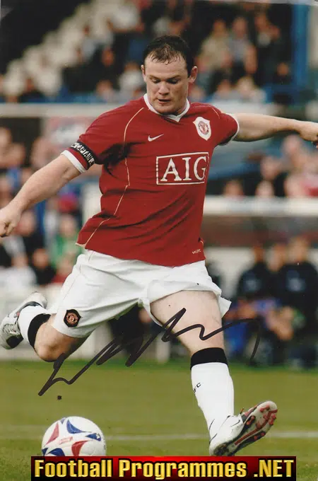 Manchester United Wayne Rooney Genuine Autograph Photo Man Utd