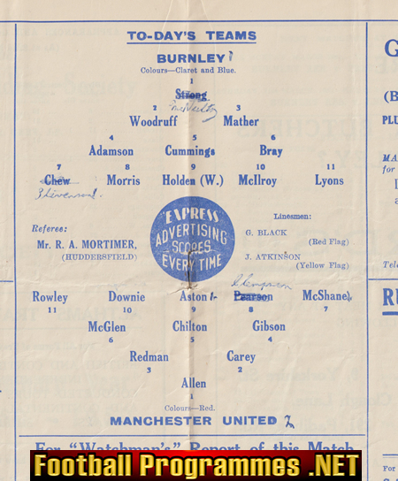 Burnley v Manchester United 1951 - Man Utd