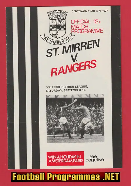 St Mirren v Glasgow Rangers 1977 – Alex Ferguson as Manager
