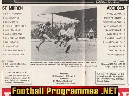 St Mirren v Aberdeen 1979 - Sir Alex Ferguson 1st Season