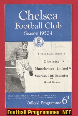 Chelsea v Manchester United 1950 - Man Utd SIGNED