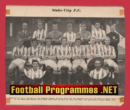 Stoke City Football Club Multi Autographed SIGNED Team Pic 1960s