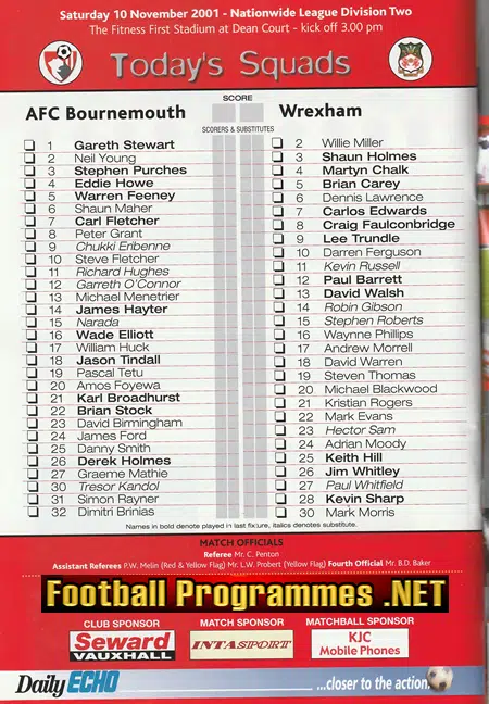 Bournemouth v Wrexham 2001 - First Match New Stadium