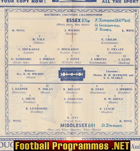 Essex v Middlesex 1947 - at Walthamstow Avenue FC