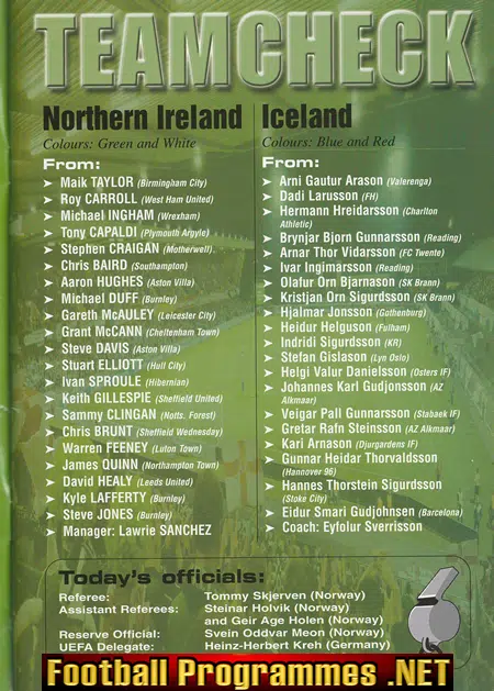 Northern Ireland v Iceland 2006 - Plus the Match Ticket