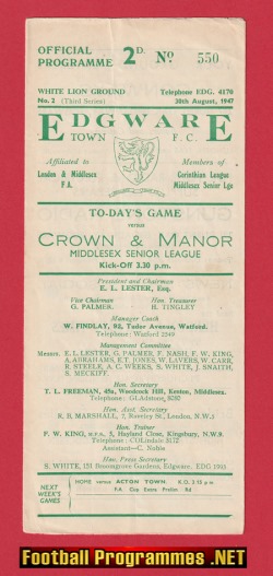Edgeware Town v Crown Manor 1947 – 1940s