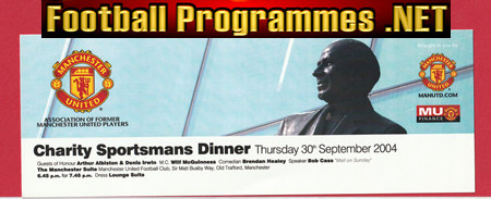 Manchester United Charity Sportsmans Dinner Ticket 2004 – Irwin