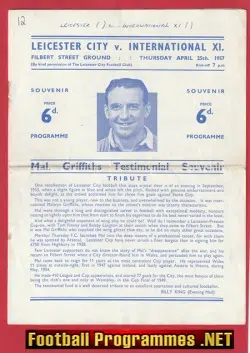 Mal Griffiths Testimonial Benefit Match Leicester City 1957