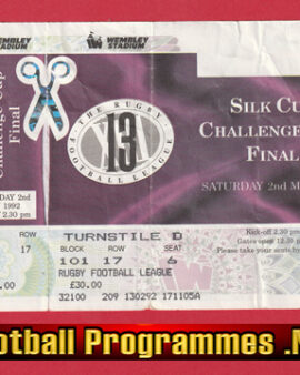 Castleford Rugby v Wigan 1992 – Challenge Cup Final Ticket