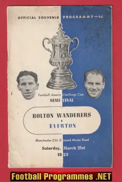 Everton v Bolton Wanderers 1953 - FA Cup Semi Final at Man City
