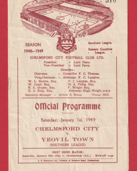 Chelmsford City v Yeovil Town 1949 – 1940’s Programmes