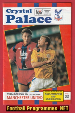 Crystal Palace v Manchester United 1991 + Ticket