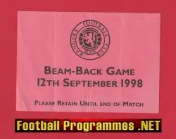 Glasgow Rangers v Dundee United 1998 - Beam Back Ticket