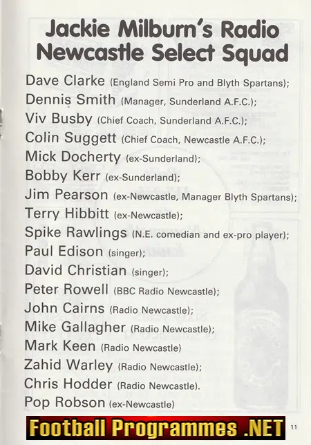 Eastenders v Jackie Milburn Radio Newcastle Select 1987