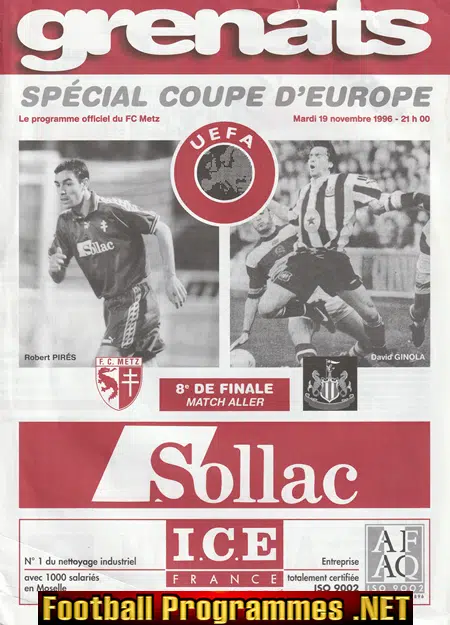 Metz v Newcastle United 1996 - UEFA Cup - France