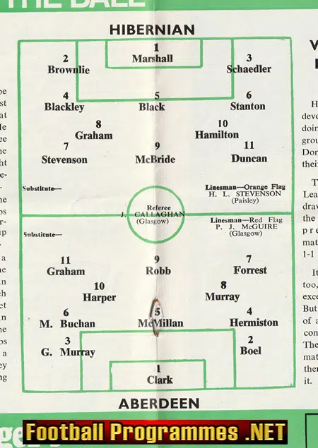 Hibernian Hibs v Aberdeen 1970
