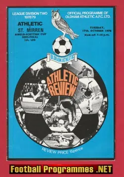 Oldham Athletic v St Mirren 1978 – Anglo Scottish Cup Semi Final