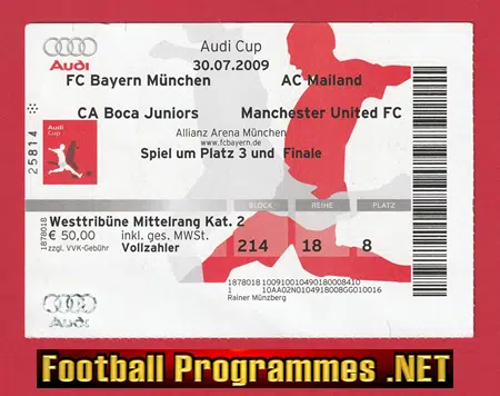 Boca Juniors v Manchester United 2009 - Football Ticket German