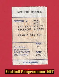 Everton v Manchester United 1979 - Football Ticket