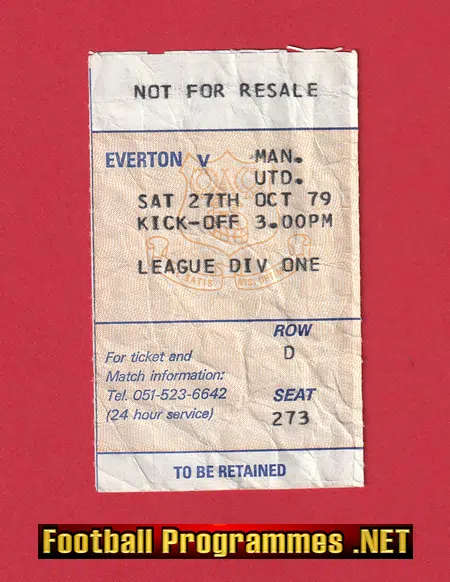 Everton v Manchester United 1979 - Football Ticket