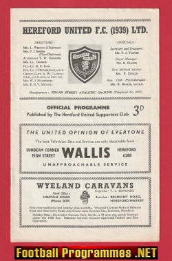 Hereford United v Rugby Town 1963 – Southern League Cup
