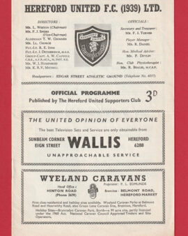 Hereford United v Rugby Town 1963 – Southern League Cup