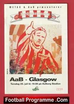 AaB Aalborg v Glasgow Rangers 1996 - Denmark ? - football programme