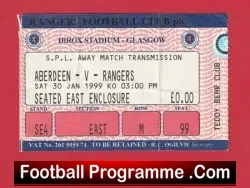 Aberdeen v Glasgow Rangers 1999 – Beam Back Ticket Ibrox