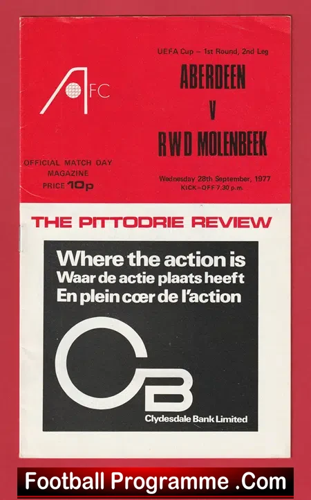 Aberdeen v RWD Molenbeek 1977 – UEFA Cup Belgium Team