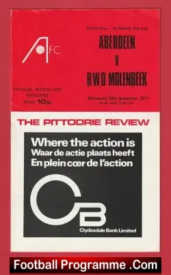 Aberdeen v RWD Molenbeek 1977 – UEFA Cup Belgium Team