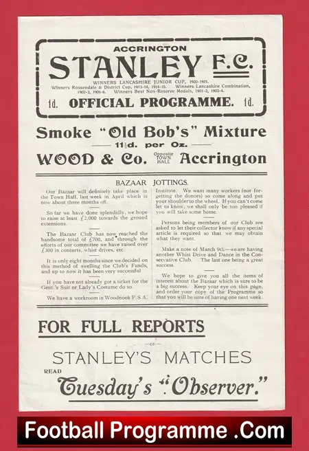 Accrington Stanley v Morecambe 1920