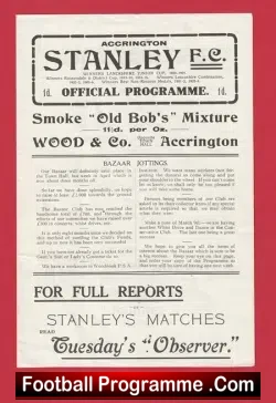 Accrington Stanley v Morecambe 1920 - football programme