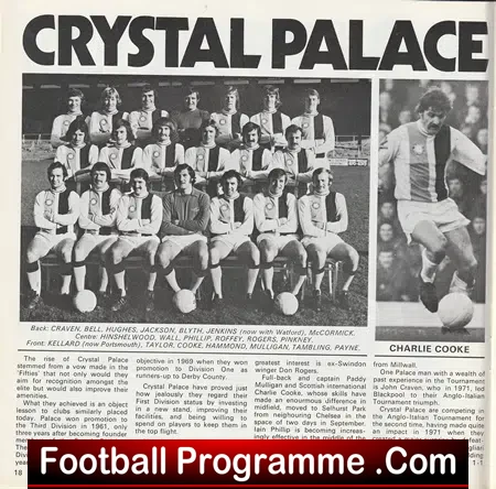 Anglo Italian Tournament 1973 inc Crystal Palace - Fulham