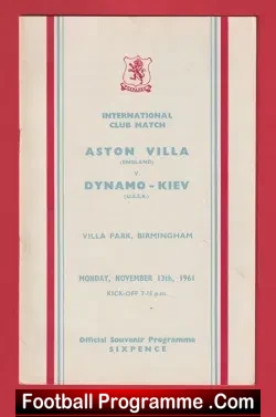 Aston Villa v Dynamo Kiev 1961 – International Club Soccer
