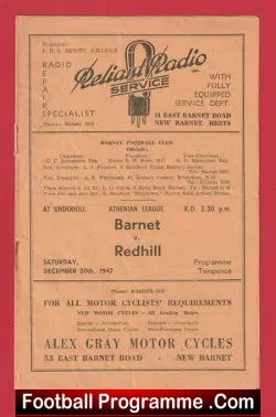 Barnet v Redhill 1947 – at Underhill 1940’s