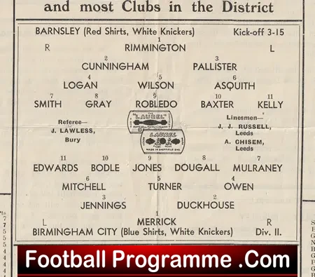Barnsley v Birmingham City 1946 - 1940s