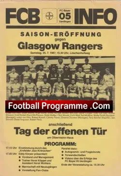 Bayern Munich v Glasgow Rangers 1987 - Germany - football programme