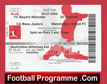 Boca Juniors v Manchester United 2009 – Football Ticket German