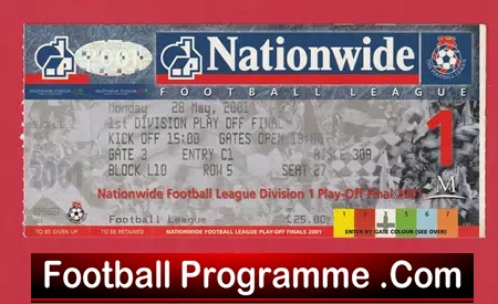 Bolton Wanderers v Preston 2001 Division 1 Playoff Final Ticket