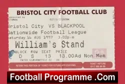 Bristol City v Blackpool 1997 – Football Match Ticket
